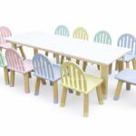 Set de Mesa blanca y 10 sillas rejilla