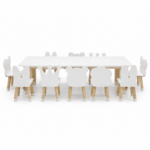 Set de mesa blanca rectangular y 10 sillas figura.