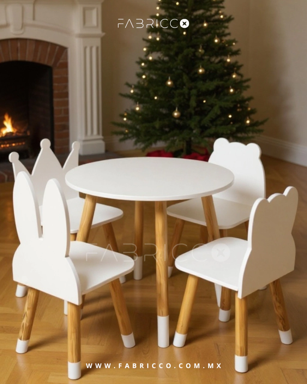 Set de Mesa blanca circular y 4 sillas - Image 4