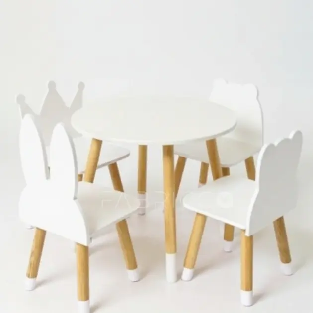 Set de Mesa blanca circular y 4 sillas