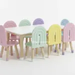 Set de Mesa blanca y 10 sillas de arcoiris