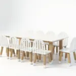 Set de Mesa blanca y 10 sillas rejilla blancas