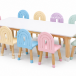 Set de Mesa blanca y 10 sillas de arcoiris
