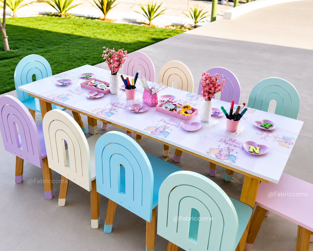 Set de Mesa blanca y 10 sillas de arcoiris - Image 3
