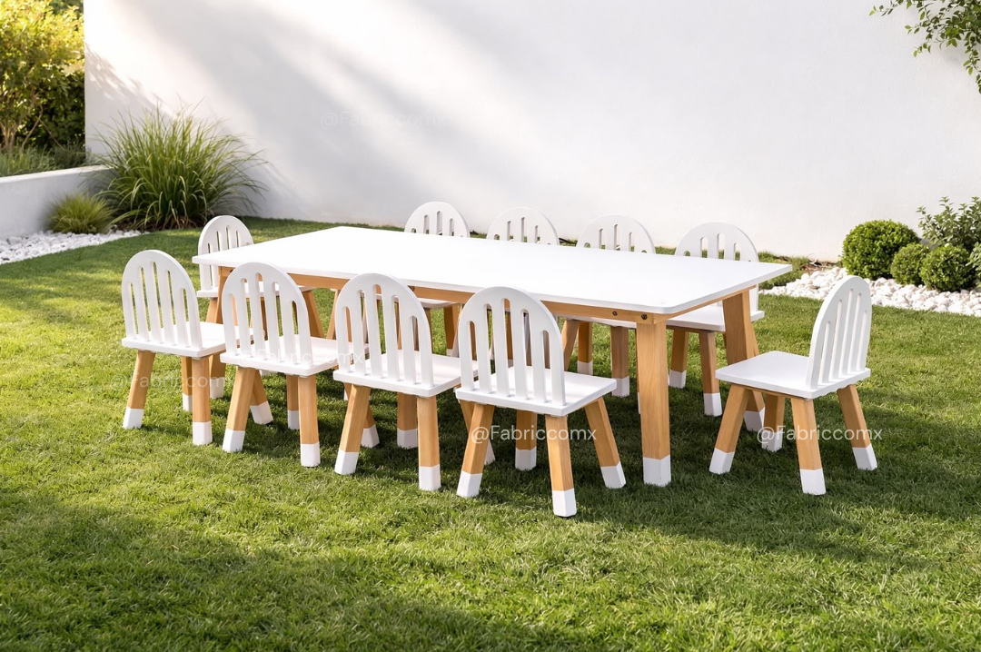 Set de Mesa blanca y 10 sillas rejilla blancas - Image 2