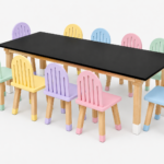 Set de mesa pizarrón y 10 sillas rejilla