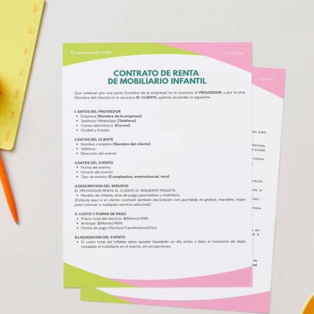 CONTRATO DE RENTA DE MOBILIARIO INFANTIL