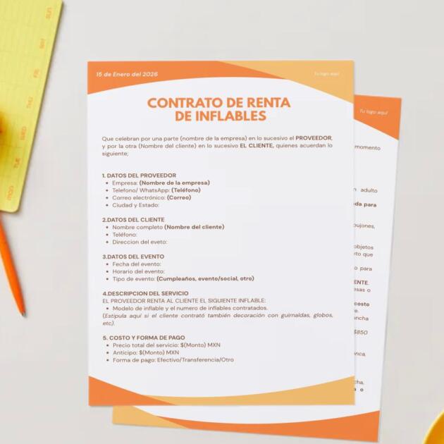CONTRATO DE RENTA DE INFLABLES