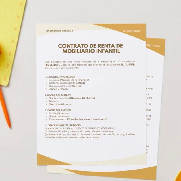 CONTRATO DE RENTA DE MOBILIARIO INFANTIL SILLAS Y MESAS