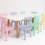 Set de Mesa blanca y 10 sillas vintage