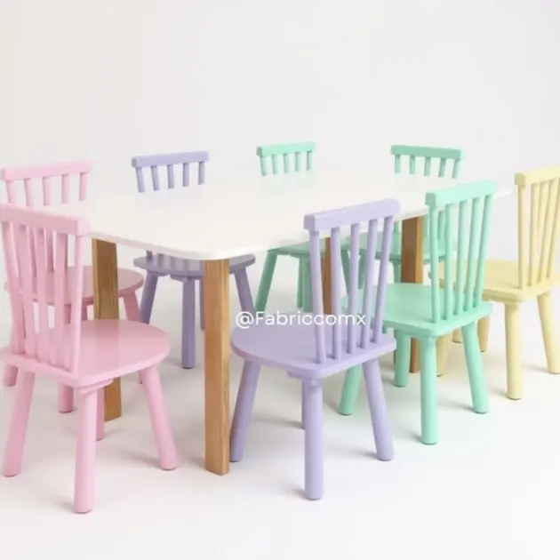 Set de Mesa blanca y 10 sillas vintage